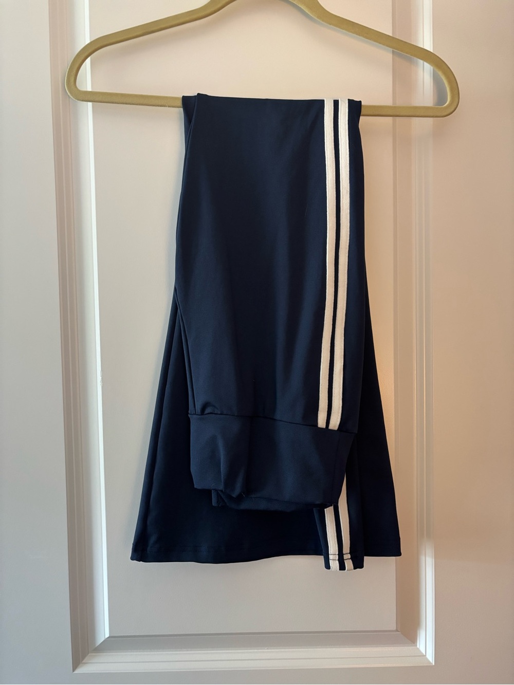 Navy Midi Skirt with White Side Stripes